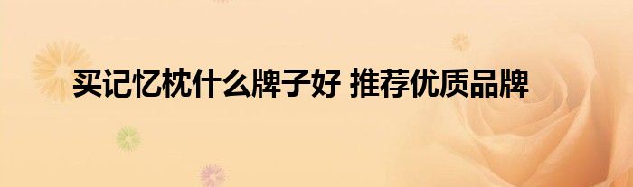 买记忆枕什么牌子好 推荐优质品牌